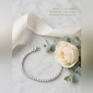 5.05 CT Lab-Grown Diamonds NWT 14K White Gold Tennis Bracelet Non-certified